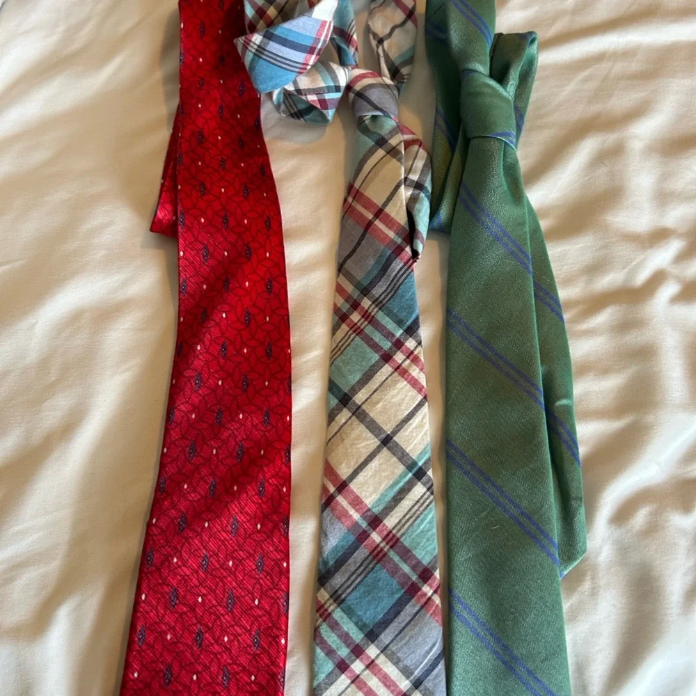 Stylish Kids Ties Set - Red, Plaid, Green